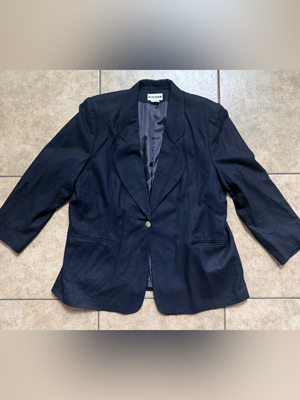 Joan Leslie Women's Vintage Blazer Size 22W Wool Black Jacket FAST SHIPPING